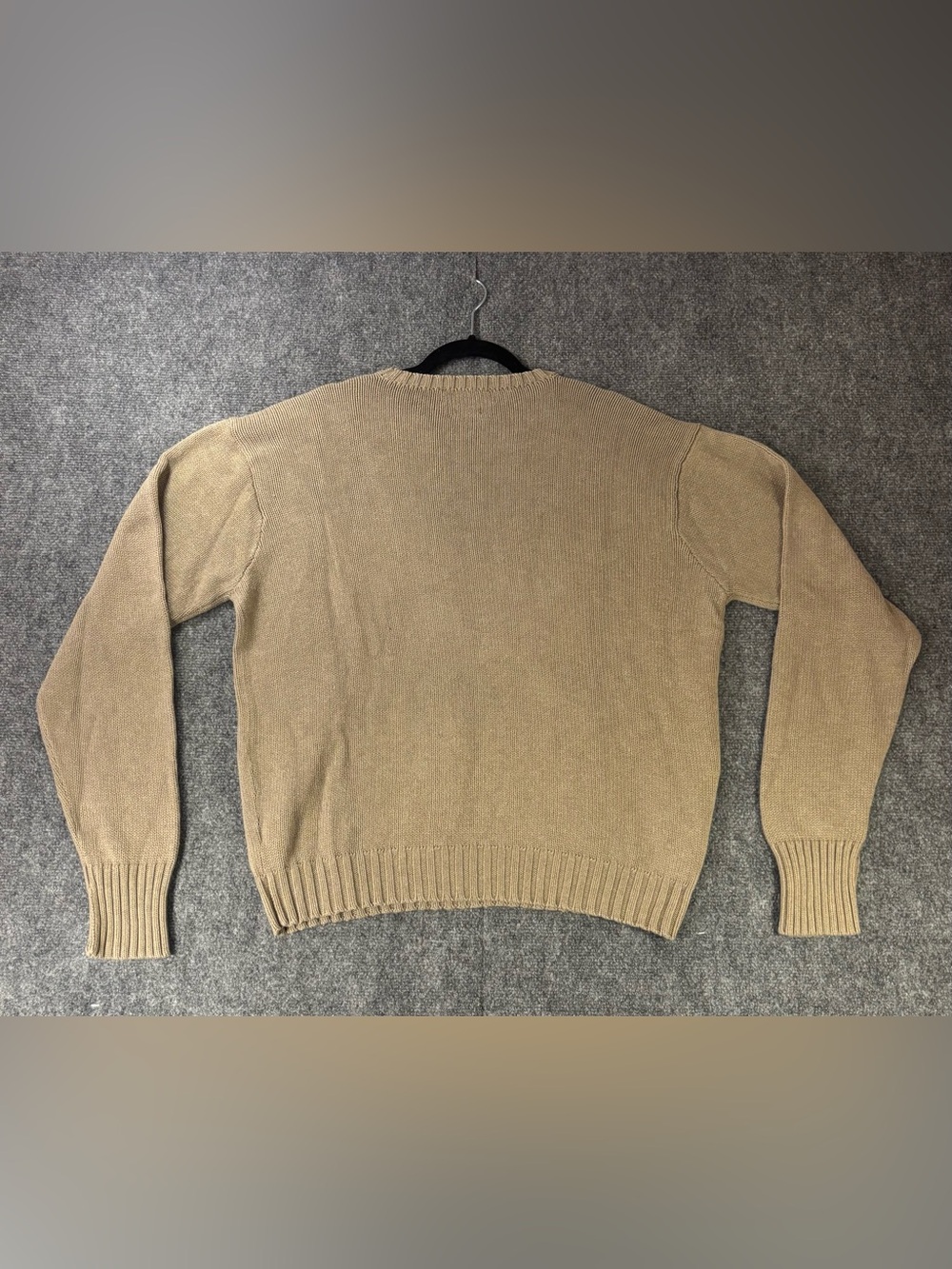 Vintage Polo Ralph Lauren 100% Cotton Crewneck Sweater Tan Men’s Sz L - Picture 4 of 8